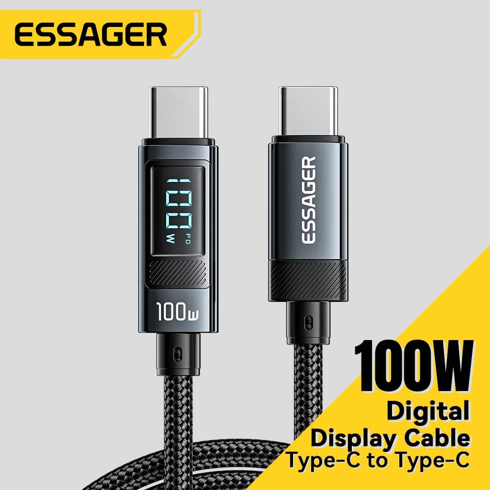 Kabel USB Type-C 100W s úhlem 90° a LED displejem