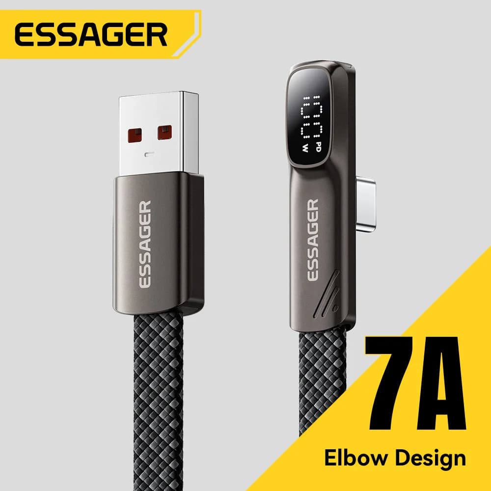 7A 100W USB-C kabel s lomeným konektorem a digitálním displejem