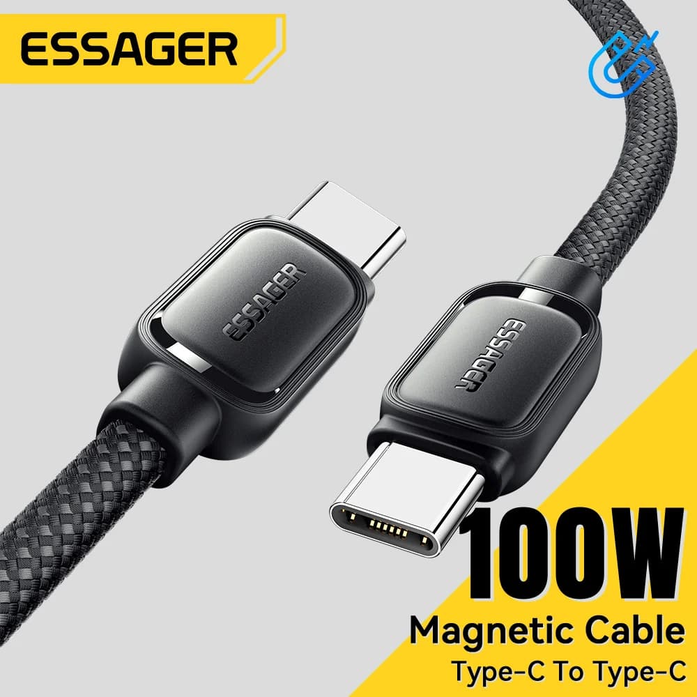 Magnetický kabel USB-C pro nabíjení 100W, proti zamotání