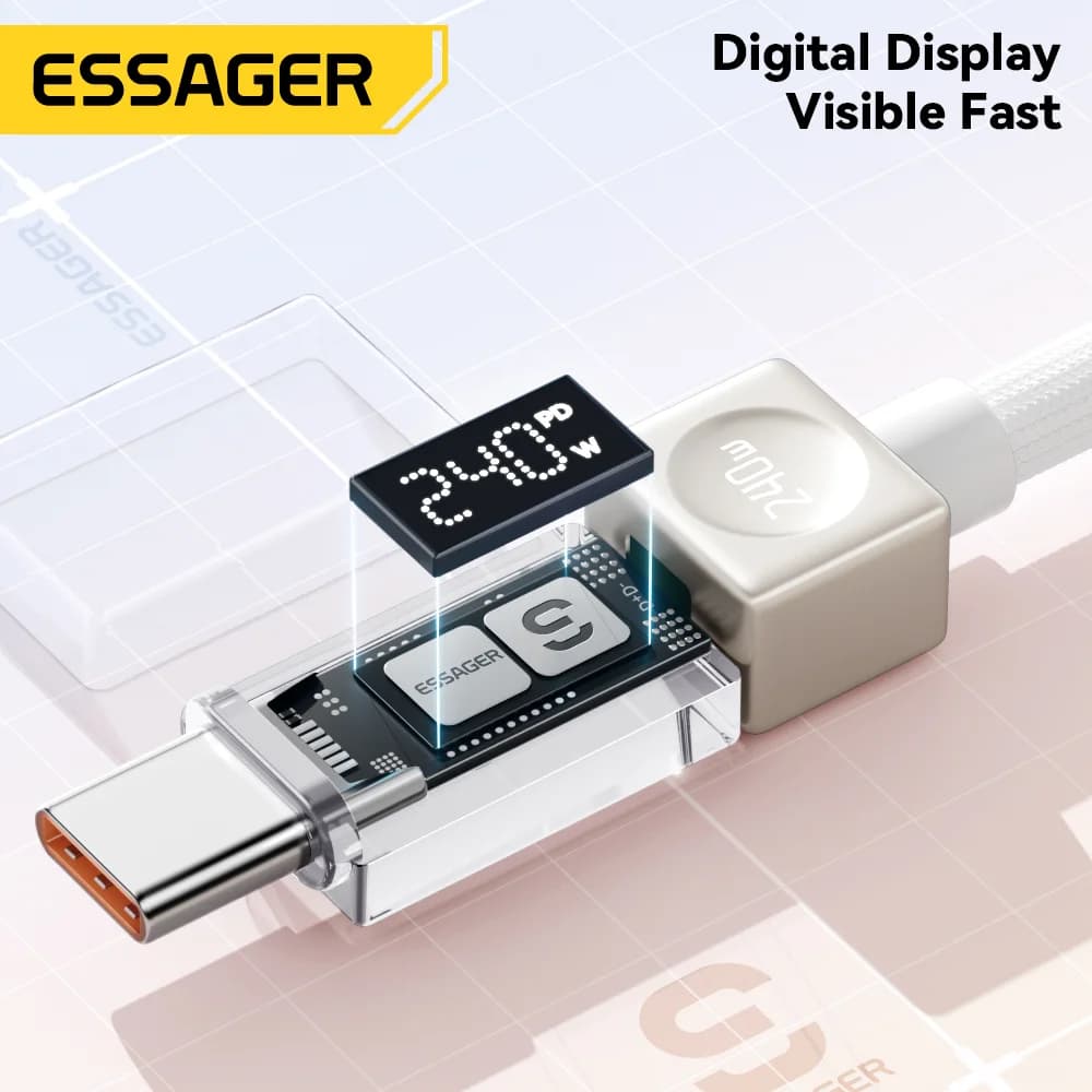Kabel USB-C s LED displejem, 240W, podpora PD 3.1 (100W)