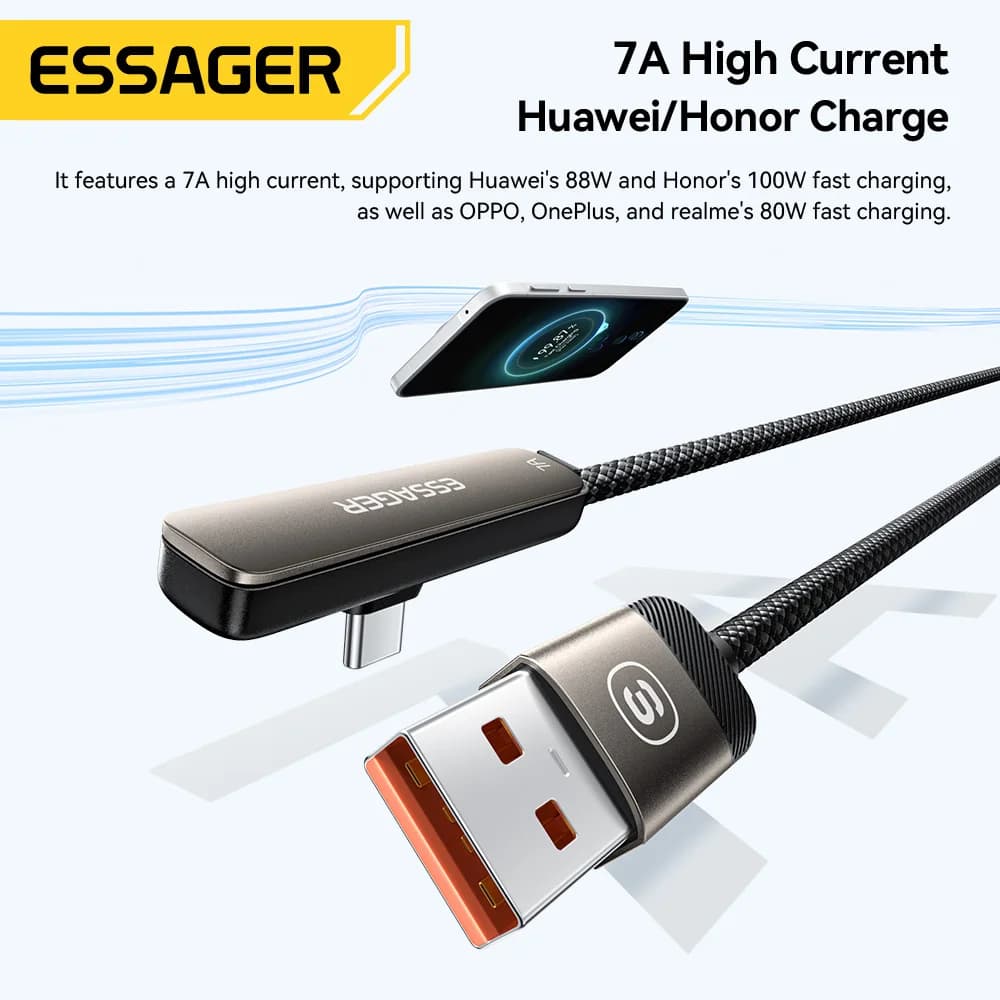 2v1 ohebný kabel USB-C 7A s držákem na telefon