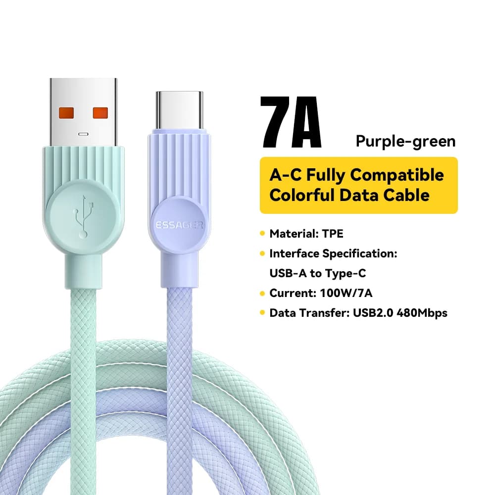 Barevný USB-C na USB-C nabíjecí kabel 60W