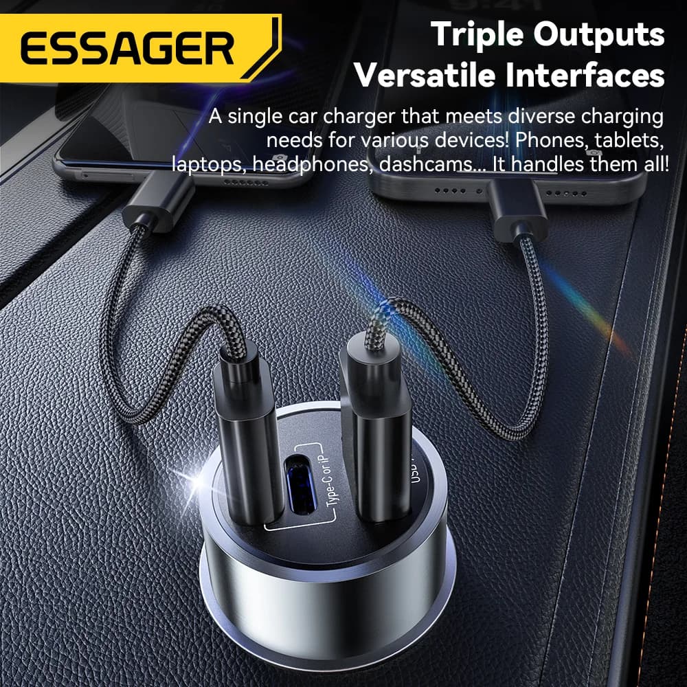 45W USB-C auto nabíječka s PD a QC 3.0