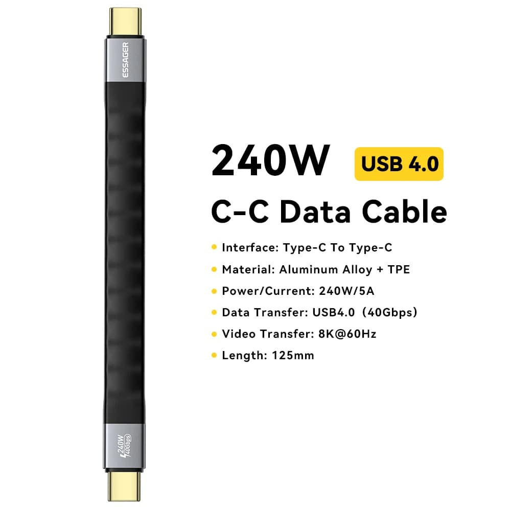 Kabel USB 4.0 Type-C, 240W PD, video 8K