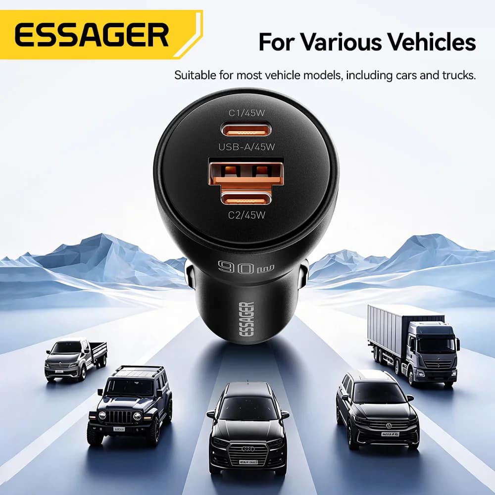 90W USB Type-C PD rychlý auto nabíječka