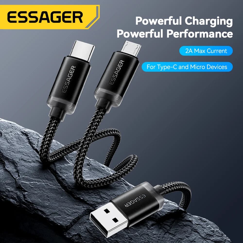 2v1 nabíjecí kabel USB Type-C a Micro USB s rychlonabíjením