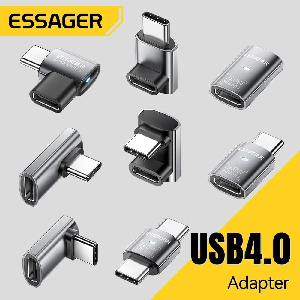 USB4.0 240W 90-stupňový OTG datový adaptér 8K