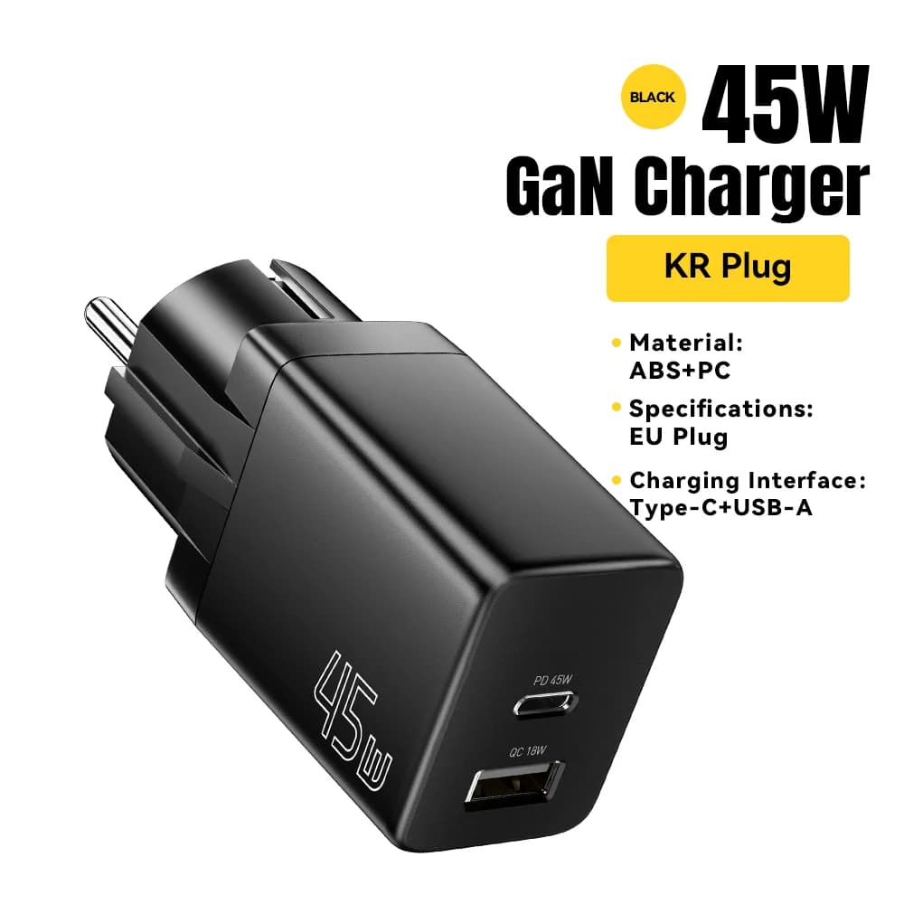GaN nabíječka USB Type-C s volbou zástrčky EU/KR