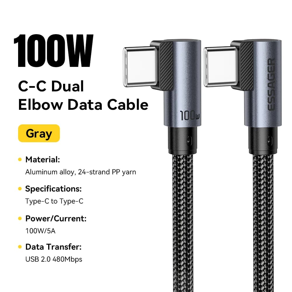 Zakřivený kabel USB-C na USB-C pro rychlé nabíjení 100W
