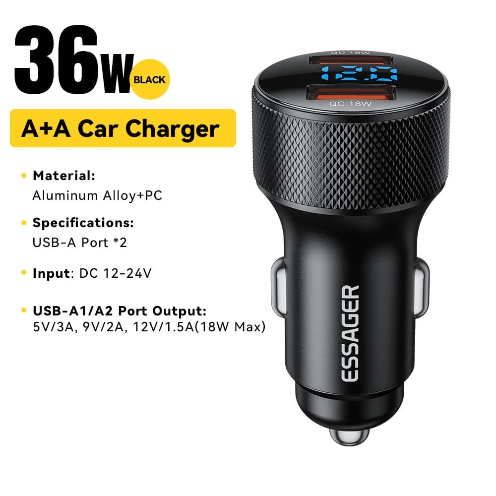 Auto-nabíječka 45W s duálním portem USB-C a displejem