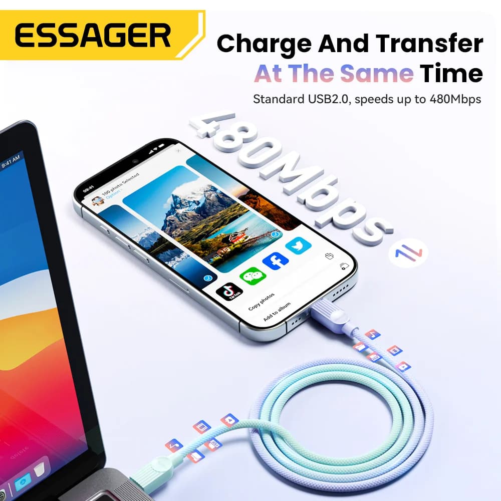 Barevný USB-C na USB-C nabíjecí kabel 60W