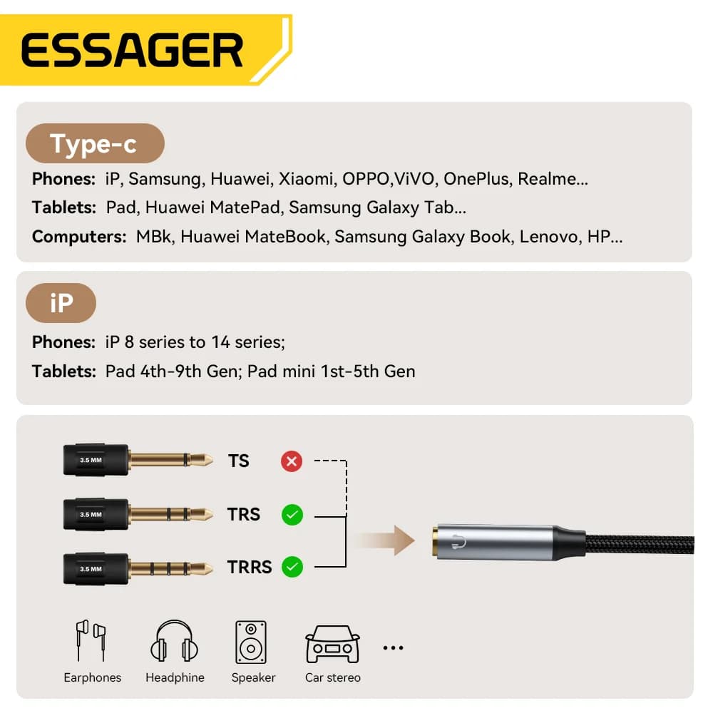 L-tvarový adaptéru USB-C na 3,5mm audio jack