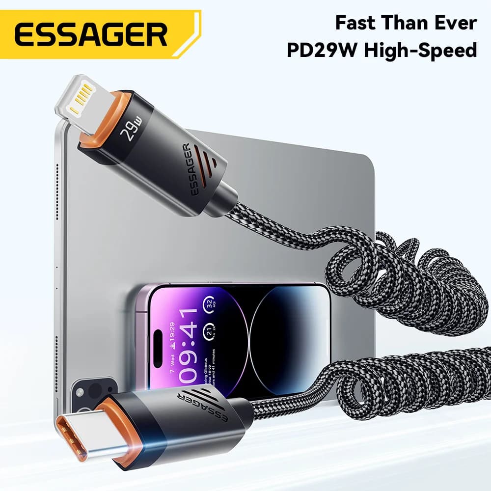Pružinový USB-C na Lightning rychlonabíjecí kabel