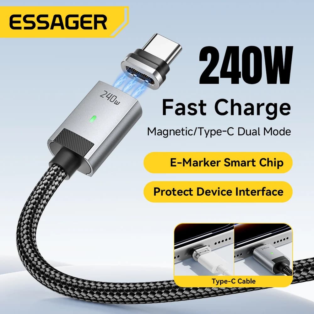 240W magnetický USB-C na USB-C nabíjecí kabel