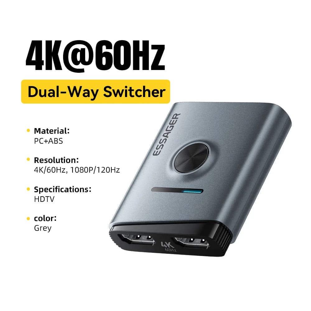 Přepínač HDMI 4K 60Hz 2v1 Splitter Adaptér