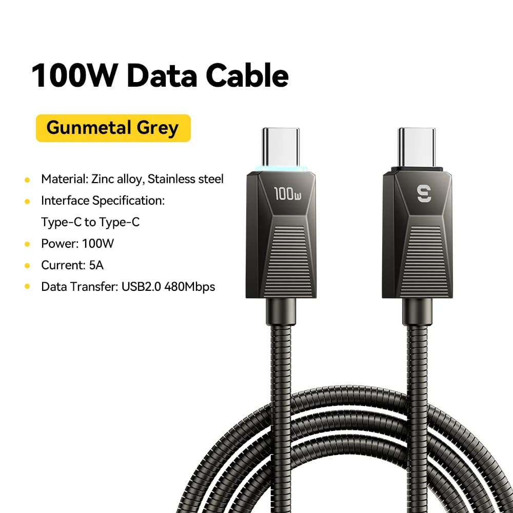 Kabel USB-C pro rychlé nabíjení 240W, nerezová ocel
