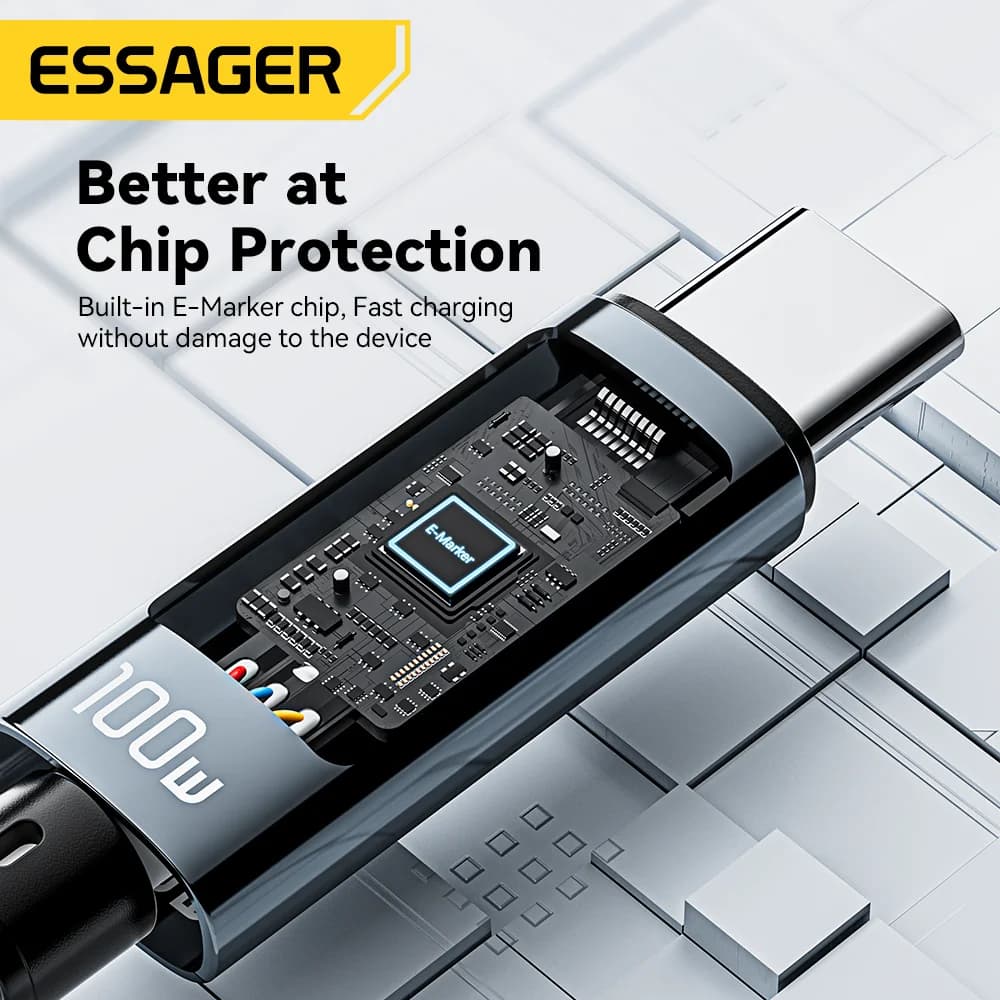 Kabel USB Type-C 100W s úhlem 90° a LED displejem