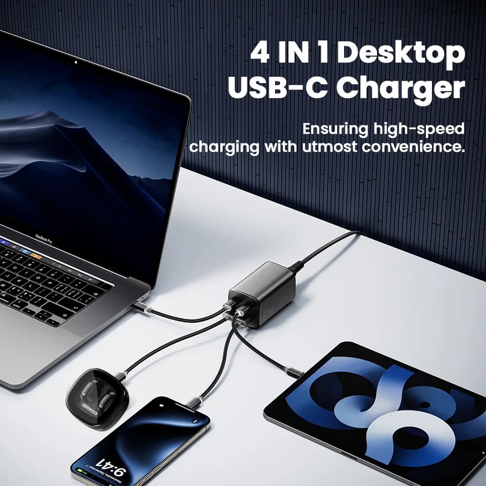 Stolní GaN nabíječka na notebooky 100W 4v1