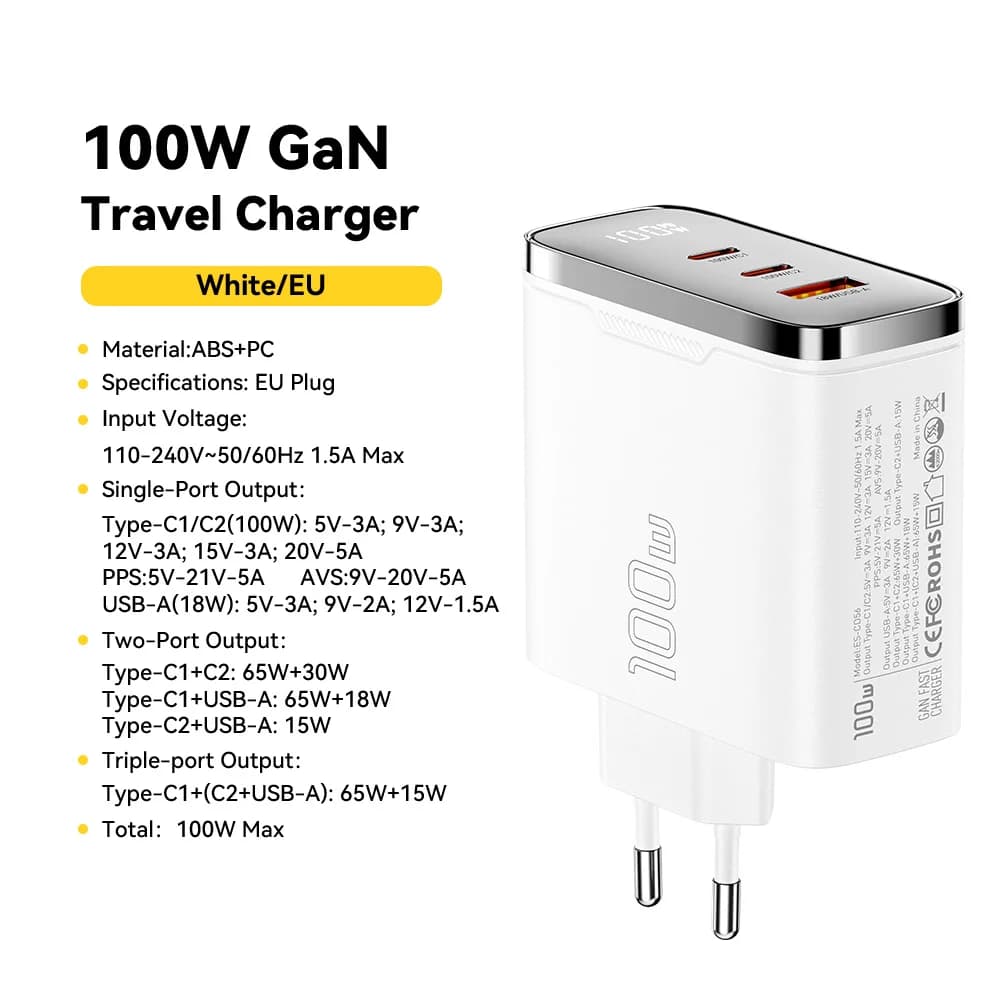 100W GaN USB-C nabíječka s digitálním displejem