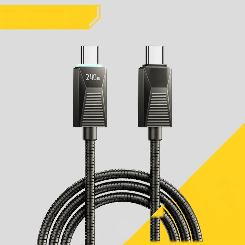 Kabel USB-C pro rychlé nabíjení 240W, nerezová ocel