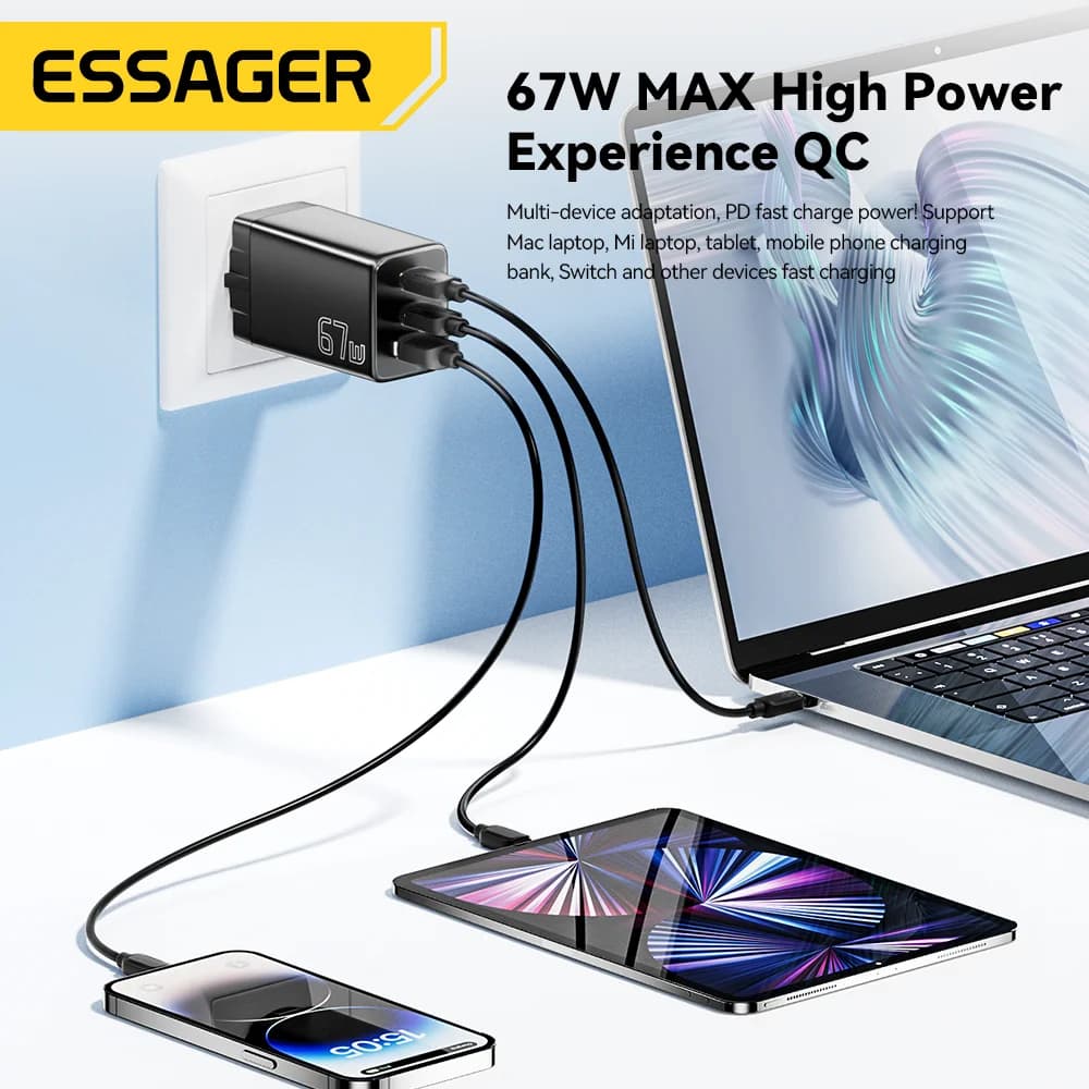 GaN nabíječka USB Type-C s volbou zástrčky EU/KR