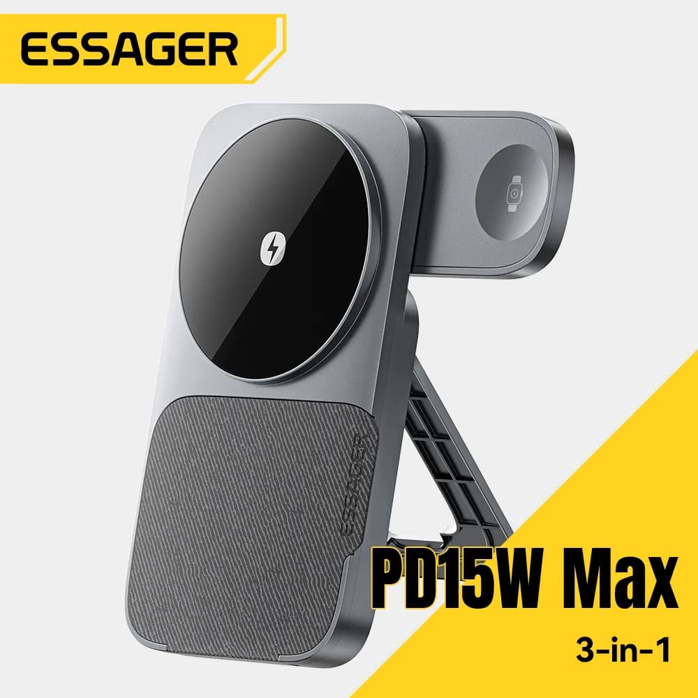 Skládací stojan 3v1 s magnetickým bezdrátovým nabíjením 15W