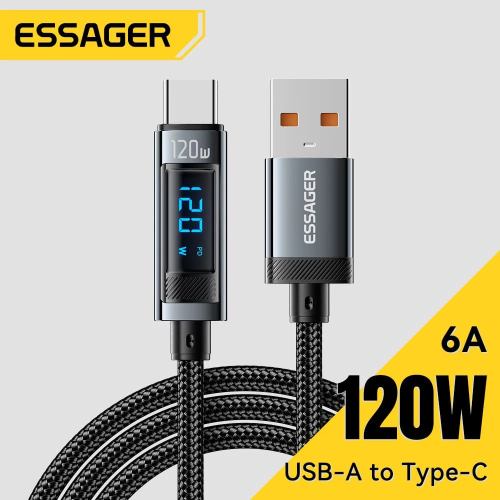 Nabíjecí kabel USB-C 120W s LED displejem