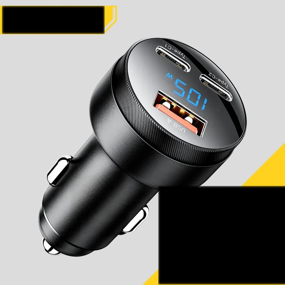105W USB Auto Nabíječka QC4.0 PD Rychlé Nabíjení